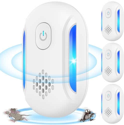 2025 Strongest Ultrasonic Pest Repeller, 4PCS Mouse Repeller for Indoor Use, Effective Plug in Pest Control for Mice, Rats, Spiders, Cockroaches - Radiation Free (Blue)