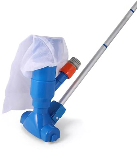 Aspirapolvere piscina con asta telescopica – pulizia manuale per spa e vasca idromassaggio – sacchetto filtro riutilizzabile – aspiratore per pavimenti piscina in giardino