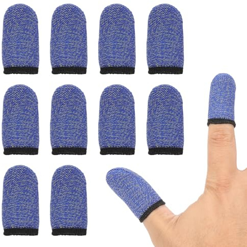 PATIKIL Manchon pour Pouce De Contrôleur, 12 Pièces Manchons pour Doigts De Jeu Mobile Gants À Bout en Fibre Anti-Transpiration Respirants pour Appareils À Écran Tactile, Bleu/Noir