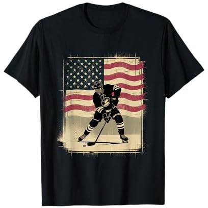 Camiseta De Hockey con Bandera Americana para Hombre Y Niña, Camiseta