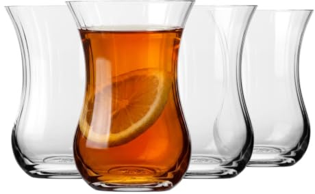 KROSNO Vasos para té y espresso doppio, juego de 4, 120 ml, colección Tea Moments – Cristal sin plomo – Vasos elegantes para bebidas calientes, aptos para lavavajillas