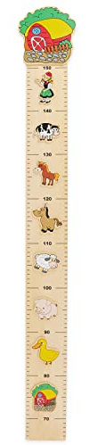 Bieco Messlatte Bauernhof | Skala 0,65-1,5m | Messlatte Holz Kinder | Wand Holz Dekoration | Maßband Körper | Kinder Messlatte Holz | Holz Meter | Wandtattoo Kinderzimmer Tiere | Messlatte Kind