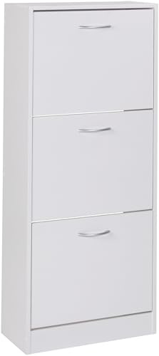 FineBuy Armadio per Scarpe Bianco 50x125x24 cm Legno Scarpiera da Interno | Armadio Piccolo da Ingresso Salvaspazio Moderna