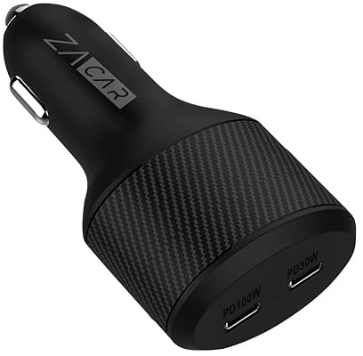 ZACAR 130W 2-Fach USB-C Auto Ladegerät – Car Charger mit 100W + 30W Power Delivery PD für PKW, LKW & Wohnmobil – Schnellladen für MacBook, iPhone, iPad, Samsung, Huawei & mehr