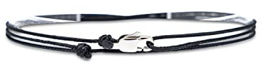 Made by Nami Tunt Wrap Armband för Dam & Herr – Justerbart Snörearmband med Karbinhake i Rostfritt Stål – Handgjort Vattentåligt Surfarmband – Minimalistiskt Marint Smycke (Svart Silver)