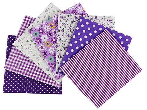 aufodara 7Pcs Different Patterns Cotton Fabric Bundle Squares 50 x 50 cm, Pure Cotton Tissue Cloth Bundles for Sewing Quilting Patchwork DIY Crafts (Purple)