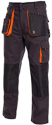 PROCERA Arbetsbyxor, arbetsbyxor, herr, arbetsbyxor, herr, fickor, för knäskydd, cargobyxor, inställning av byxmidja, färg, storlek:, grå-orange, 50