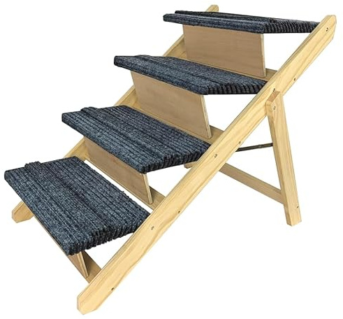 UISEBRT Scala per cani pieghevole 2 in 1, scala per animali domestici in legno, con inserto antiscivolo, rampa per cani Petwalk fino a 80 kg