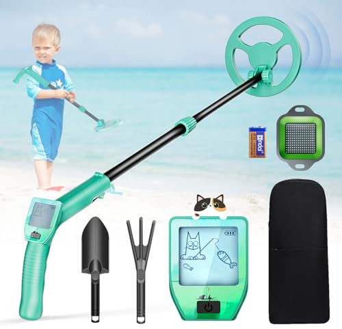 PaNt Metalldetektor für Kinder, Leichtgewicht Einstellbare Länge Metal Detektor mit LCD Bildschirm und Wasserdichter Suchspule Hochpräzise Profi Wasserdichter Metallsuchgerät für Erwachsene Kinder