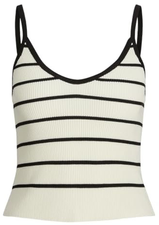 Jack & Jones Damen Jxesther Tight Short Stripe Top Knit Stricktop, Cremefarben, S