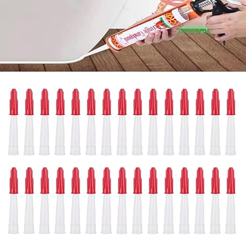 Lot de 30 embouts de cartouche transparents en silicone - Embouts de rechange - Cartouches en silicone - Buses d'étanchéité, pour cuisine, ménage - Outil avec buses rouges - Outil d'étanchéité (30)