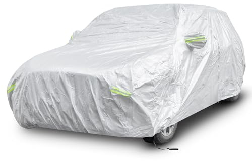 COSTWAY Presenning bil, bilpresenning väderbeständig med dragkedja och ficka, bilgarage helgarage för regn snö sol UV-skydd, bilskydd för limousine/kombi/SUV (för SUV upp till 483 cm)