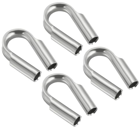 PATIKIL 1/4/ 6mm Wire Rope Tube Thimble, 4 Pack 304 Stainless Steel Rope Thimbles for Towing Rigging, Silver