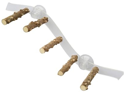 Colcolo Ventouse perchoir en Bois Jouet échelle Cage Accessoires Support de Perche en Bois Jouet fenêtre et Perche de Douche Jouets pour Perruche, c