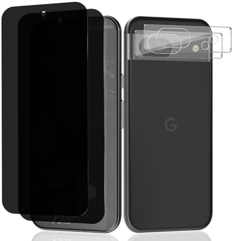 Teenrpov [2+2 Pièces Verre Trempé pour Google Pixel 8a Anti-Espion Protection Écran + Google Pixel 8a Caméra Verre Trempé,9H Dureté Privacy Film Protecteur D'écran pour Google Pixel 8a