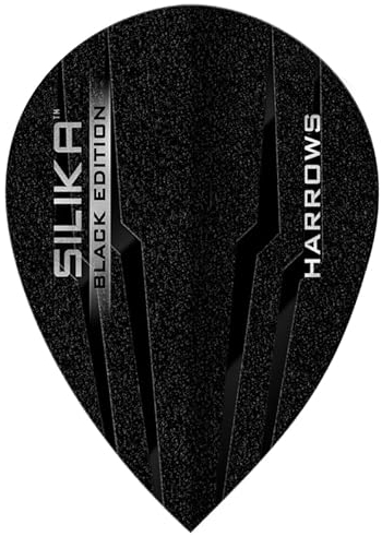 Harrows Dart Silika Black Edition Dart Flight speziell laminiert Dartflight Set Zubehör für Steeldarts und Softdarts (Pear)