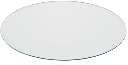 Relaxdays Glass Top, 8mm Thick, Tempered ESG, Safety Screen for Table & Fireplace, Fireproof, Round, Ø 90cm, Transparent