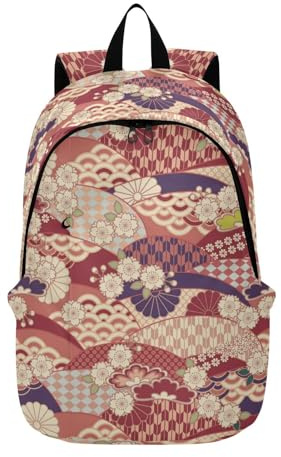 Amooorous dator ryggsäck snygg sjuksköterska väska laptopväska 15,6 tum för kvinnor och män utflykt arbete familj resor traditionell röd japansk Ukiyo-e-blomma, Traditionell röd japansk