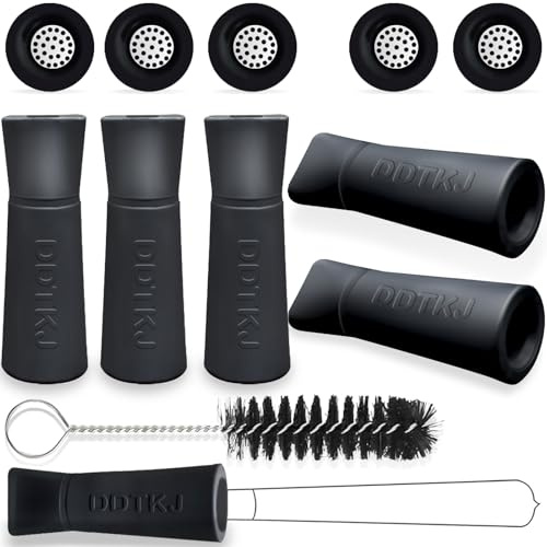 Extra Large Silicone Suction Nozzle Suitable for Pre Rolled Cones, Replacement for Glass Filter Tips and Glass Rolling Tips. with Cleaning Brush, 5 Pieces (Black)