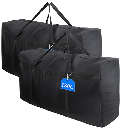 Pabbyeey 2 bolsas de almacenamiento grandes de 180 L con cremalleras, bolsas de almacenamiento gigantes impermeables, bolsas de transporte Oxford para almacenamiento de ropa, ropa de cama, edredón