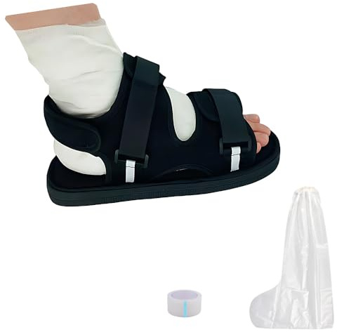 HLIWS Chaussure de Plâtre Postopératoire, chaussure de récupération réglable en plâtre, Chaussure de Rééducation, Pour Pied Blessé Entorse Protection de Plâtre Soutien du Pied- Noir, Taille: S (35~37)