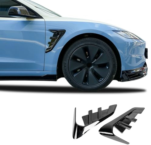BDBO Side Camera Flanks Cover Trim for 2024 2025 Model 3 Highland, Carbon Fiber Look Side Fender Camera Protector Turn Signal Markers Cover, 2 PCS