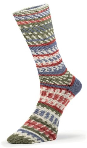 Premium Multicolour, Wool and Nylon Self-Patterning Superwash 4 Ply Sock Yarn 100g - Super Sock 25 Mistletoe Frost