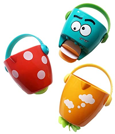JunZheHub 3 Pièces Jouet de Bain Bébé Seau Verseur Pulvérisateur Plastique Léger Forme Amusante Adapté pour Cadeau Enfant Décoration Salle de Bains Jeux
