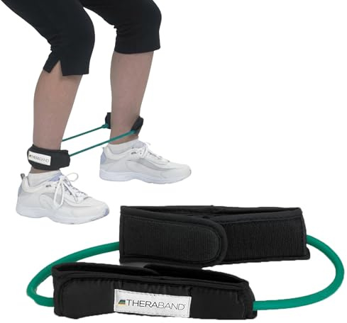THERABAND Resistance Tubes, 12 Padded Cuffs, Green, Heavy, Level 3