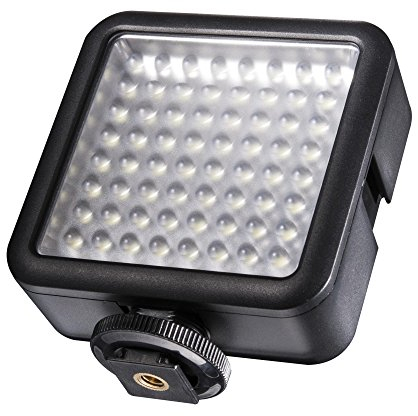 Walimex pro LED-Videoleuchte mit 64 LEDs, 6 W, Kamera Beleuchtung stufenlos dimmbar, erweiterbares Fotolicht mit Stecksystem, Videolicht für Aktion Kamera, Camcorder und DSLR