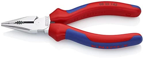 KNIPEX Spitz-Kombizange auf SB-Karte verchromt mit Comfort-Griffen 145 mm, 08 25 145 SB