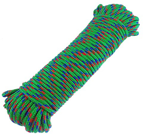 Cuerda de nailon trenzada de 1/5 pulgadas por 100 pies, cuerda multiusos para deportes al aire libre, decoración, manualidades, proyectos de bricolaje, amarres y uso general (verde, rojo, negro)