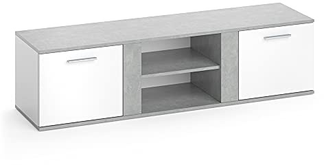 Vicco Meuble TV Novelli, Béton, 155x41cm, pour Une Utilisation comme Meuble TV avec Plusieurs Surfaces de Rangement