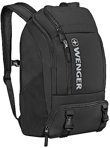 Wenger XC Wynd Travel Laptop Backpack – 16” Backpack with Laptop Compartment and Headphone Pocket, 28L Business Backpack, Wet Pockets, 50cm, Black