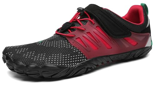 SAGUARO Chaussures Minimaliste Homme Barefoot Shoes Femme Chaussures Pieds Nus Respirant Barefoot Chaussure Trail Antidérapantes Chaussure Randonnée pour Semelle Zero Drop Rouge Foncé,GR.43