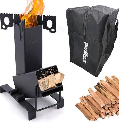 StarBlue - Estufa plegable con bolsa de transporte, una estufa portátil de leña para acampar con gran cámara de combustible, ideal para cocinar al aire libre, camping, picnic, barbacoa, caza, pesca