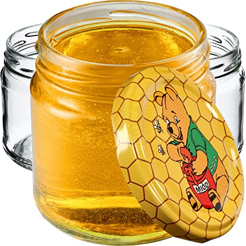 KADAX Set de 50 tarros de 200 ml con tapa de rosca Ø 66 mm: tarros de postre de paredes gruesas, herméticos, aptos para lavavajillas, ideales para mermeladas y conservas.