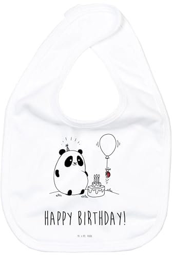 Mr. & Mrs. Panda Organic Babylätzchen Panda Geburtstag - Geschenk, Babylätzchen Mit Motiv, Lätzchen Baby, Babylätzchen Für Jungen, Neugeborenen