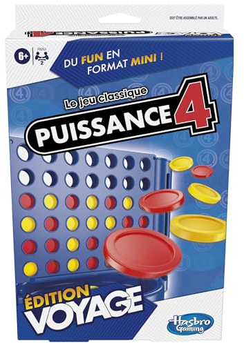 Hasbro Gaming Puissance 4 édition Voyage, Jeu de société, Portable et multijoueur, Jeux de Voyage, Jeux d'empilement pour Enfants à partir de 6 Ans
