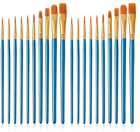 Quelcc 20 Piezas Pinceles Pintura Acrilica, Pinceles Acuarela, Pinceles Miniaturas, Pinceles Pintura, Pinceles Acuarela Profesional con Cerdas de Nylon, para Pinturas Acrílicas, Acuarelas