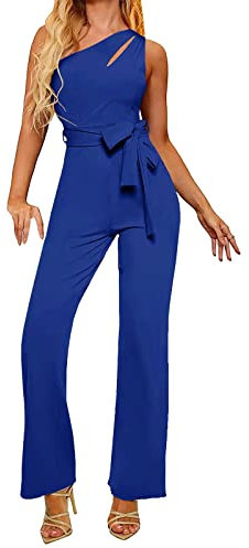 Tuta Da Donna Elegante Monopezzi E Tutine Da Donna Lunghe a Gamba Larga Pantaloni Con Spalle Scoperte Senza Maniche Jumpsuit Retro Jumpsuit Cocktail Overall Cerimonia Con Maniche Corte