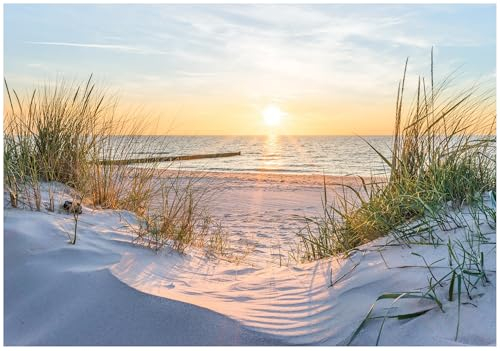 WallArena - Papier peint photo non tissé - Motif mer - 400 x 280 cm - Pour salon et chambre à coucher - Effet 3D - Avec colle - Paysage, plage, coucher de soleil, nature