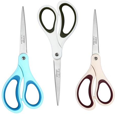 LIVINGO Scissors Set, Sharp Blades for Cutting Paper and Fabric for Office, School, Home, Stationery, Sewing, Crafting, Dressmaking, with Titanium Coating and Rubber Soft Handles for Comfort