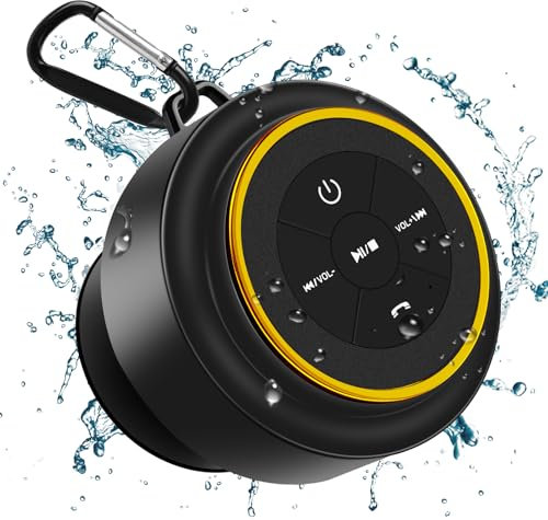 MR.LUYU Enceinte Douche Bluetooth Étanche, Haut-Parleur Bluetooth sans Fil Étanche IPX7 Enceinte Portable avec Ventouse Haut Parleur pour Salle de Bain, Piscine, Camping, Extérieur