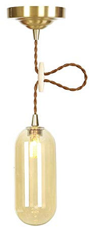 GFVCBVBMN Modern bärnsten glas hängande lampa nordisk LED G4 Art Deco ljuskälla enkel hängande lampa koppar enda huvud ljuskrona för vardagsrum restaurang kök infälld taklampa