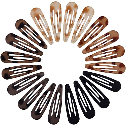 Cptots Small Hair Barrettes For Women No Slip Metal Snap Clips For Thin And Fine Hair,Matte Black Tortoiseshell,20 PCS,1.97 x 0.5 Inch.
