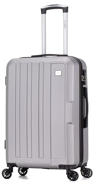 FLYMAX XL 32 Extra Large 4 Wheel Suitcases Spinner Lightweight Luggage ABS Travel Cases 125 Litre Silver Grey
