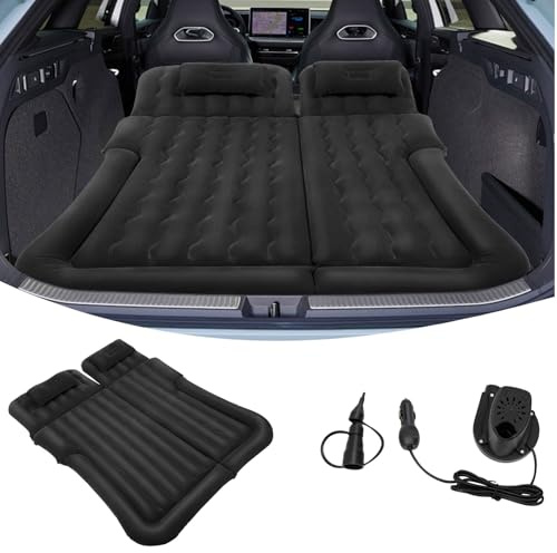 ACROSSPART SUV Luftmatratze, Auto Aufblasbare Matratze mit Luftpumpe & 2 Kissen, Tragbare Doppelseitige Dickere Auto Bett für Camping, Reisen, Outdoor (Schwarz)