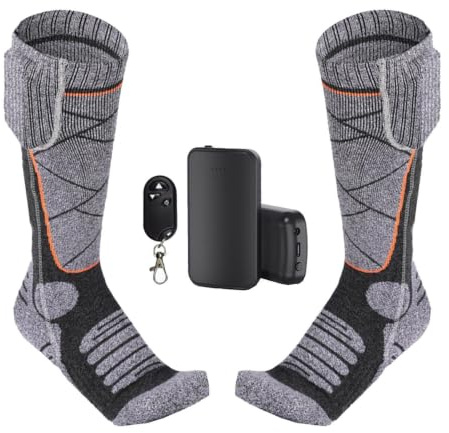 Calcetines Calefactables,2 Pares Calcetines Eléctricos Calefactables de Esquí 4000mAh | Control de Temperatura en 3 Niveles para Calentar Pies,Actividades Invernales Caza Senderismo Camping