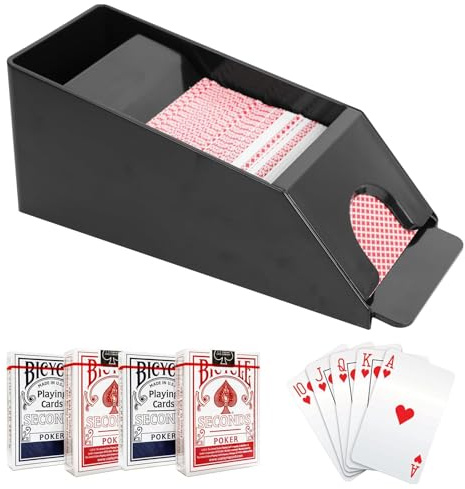 Bankeep Blackjack Dealing Shoe, Transparente Acrílico Carro de Cartas para Tarjetas de Juego Dispensador de Tarjetas para 4 Decks Blackjack Juegos Poker Accesorios (Negro)